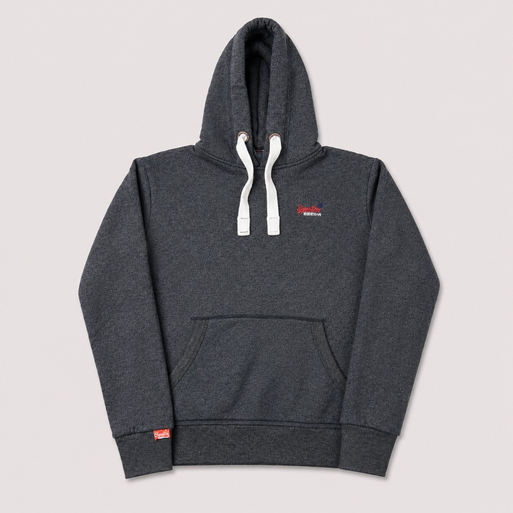 Superdry Orange Label Mens Small Gray Pullover Hoodie Embroidered Logo